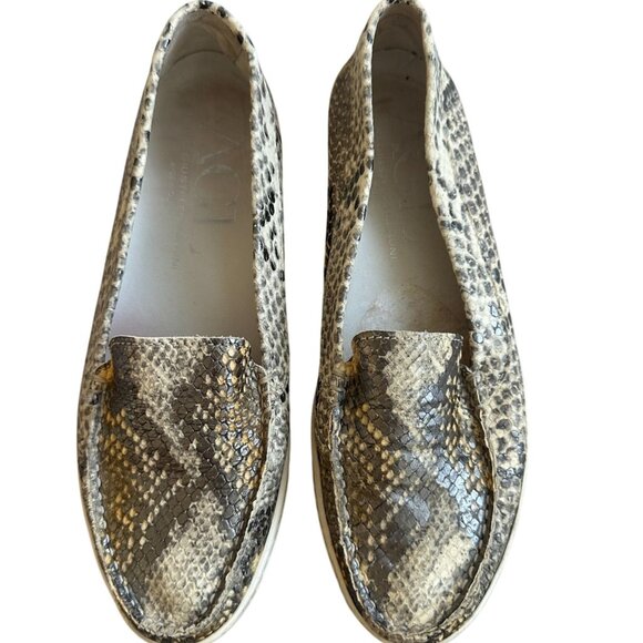 AGL Women's Snake Print Leather Loafers Flats Size 7 / 37 - Picture 4 of 8